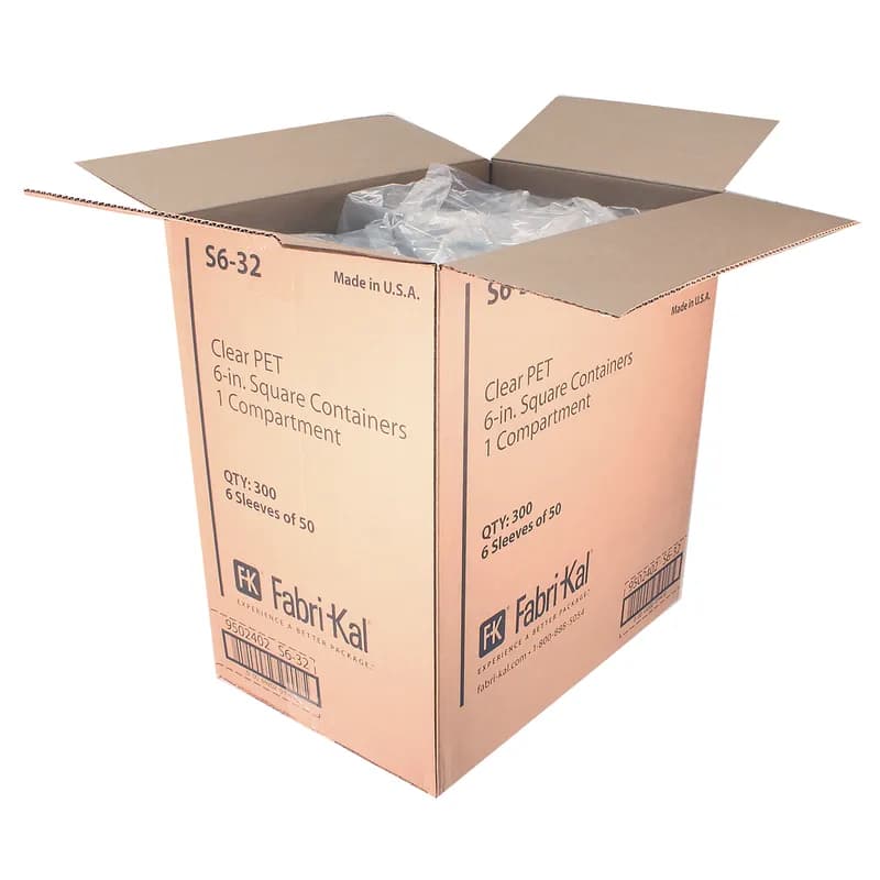 Recycleware® Deli Container Base 6.1X6.1X2.6 IN 4 Compartment RPET Clear Square 300/Case