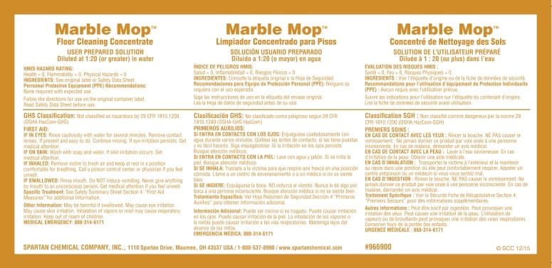 Marble Mop Product Label Paper 1/Each