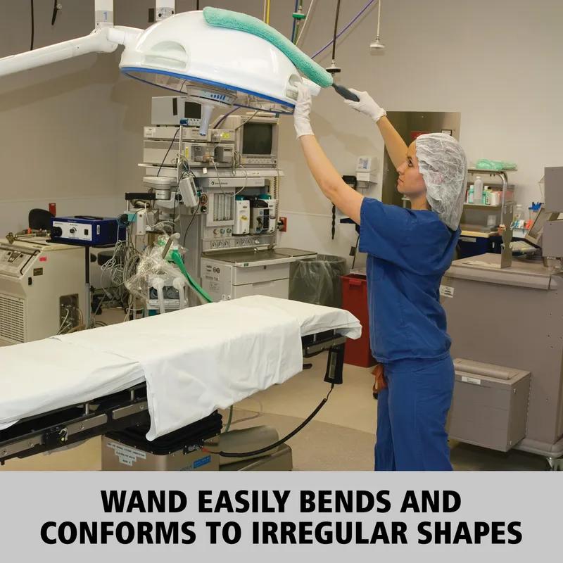 Hygen™ Dusting Wand & Duster 28.75X3.25X1.50 IN Microfiber Green Reusable Quick Connect Flexi Wand 6/Case