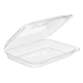 Essentials Take-Out Container Hinged With Dome Lid 9.375X6.75X1.8125 IN RPET Clear Rectangle Shallow 300/Case