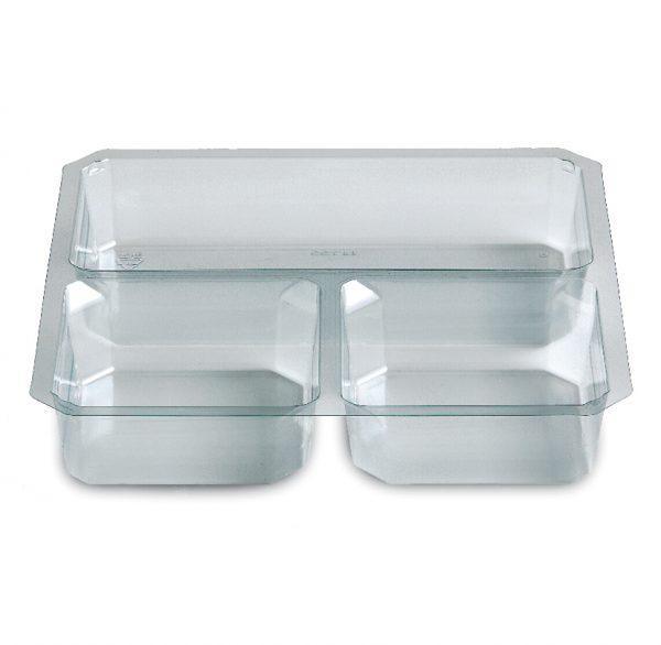 Fresh 'n Clear® Take-Out Container Insert Compartment Tray 7.13X7.13X1.23 IN 3 Compartment PET Clear Square 400/Case