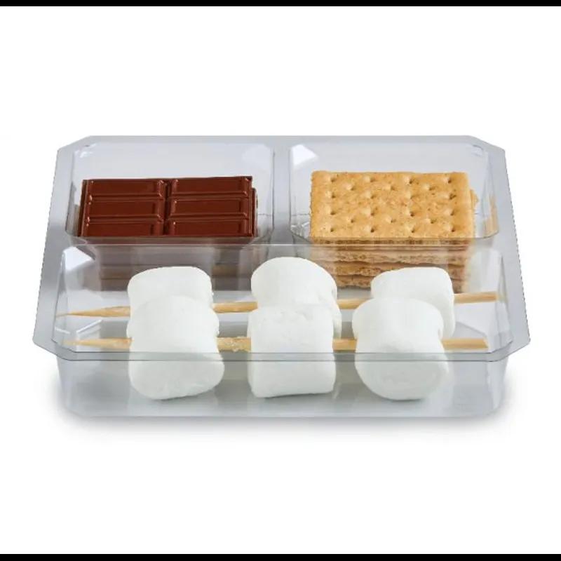 Fresh 'n Clear® Take-Out Container Insert Compartment Tray 7.13X7.13X1.23 IN 3 Compartment PET Clear Square 400/Case