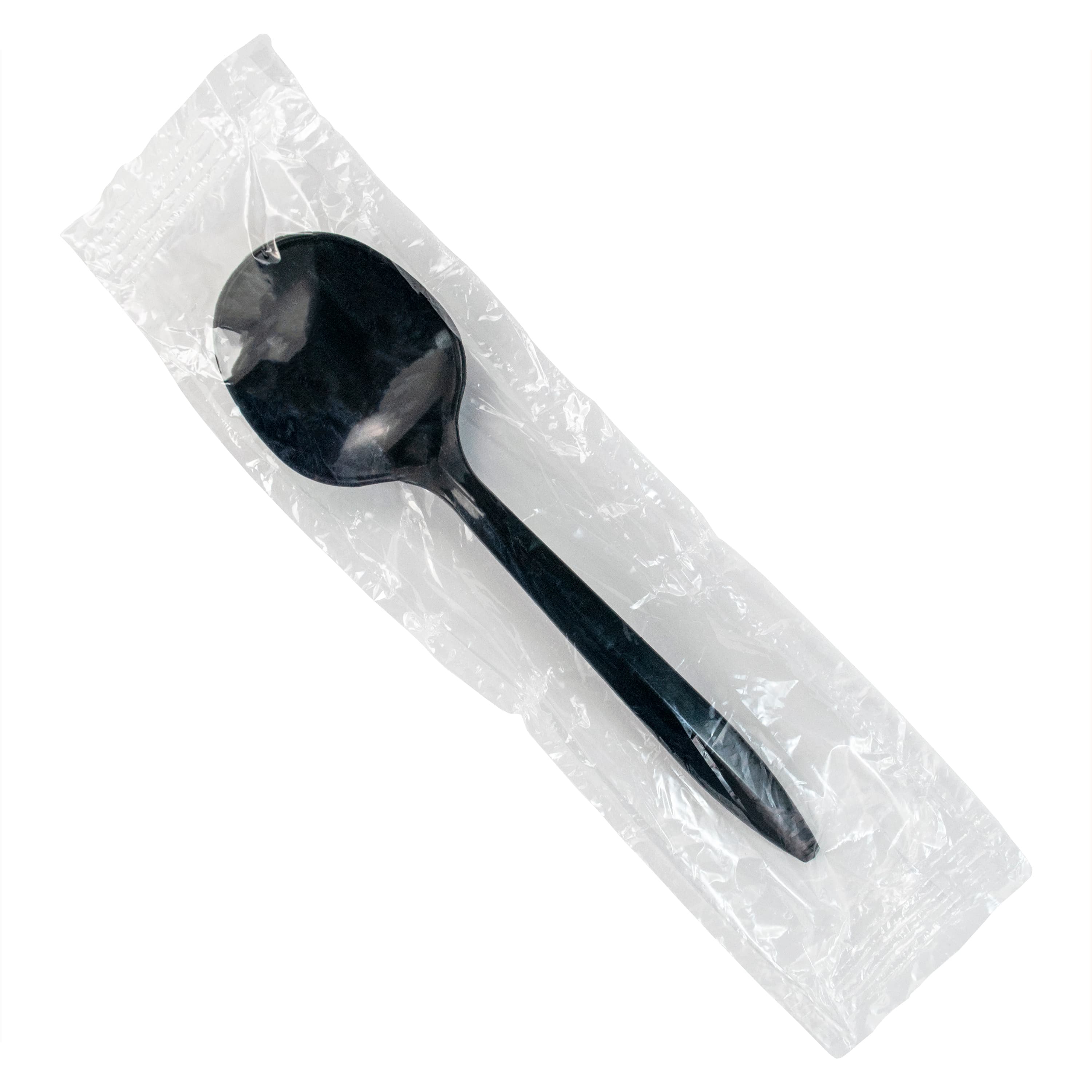 Soup Spoon PP Black Medium Weight Individually Wrapped 1000/Case