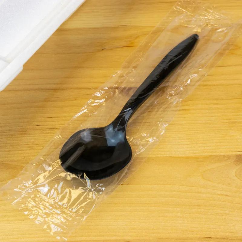 Soup Spoon PP Black Medium Weight Individually Wrapped 1000/Case