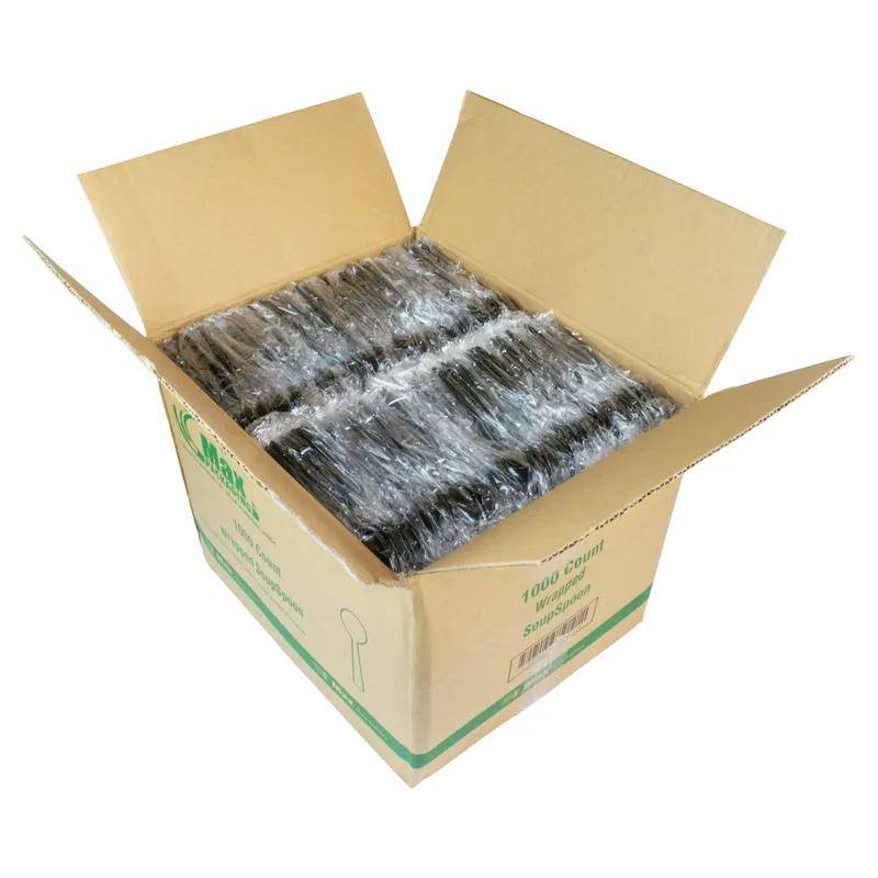 Soup Spoon PP Black Medium Weight Individually Wrapped 1000/Case