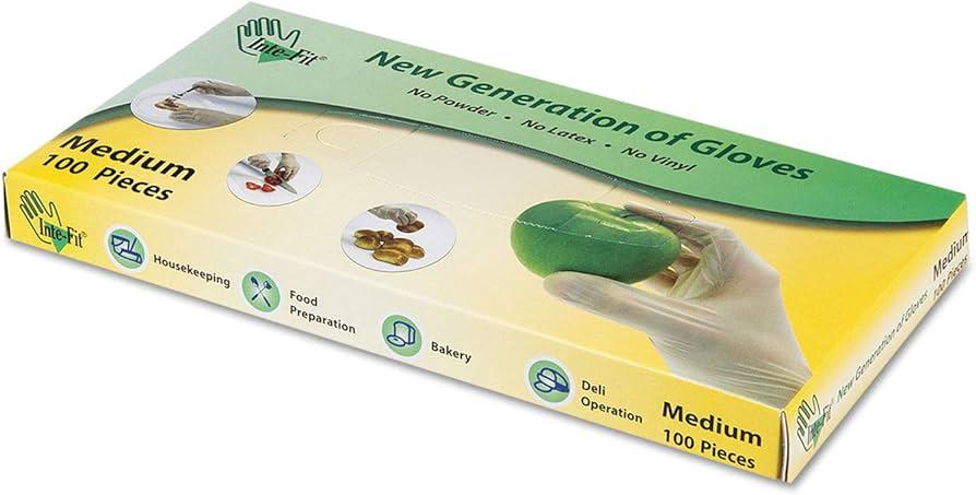 Inte-Fit® Gloves Medium (MED) 1.5MIL Hybrid Powder-Free Latex Free Vinyl-Free 100 Count/Box 10 Box/Case