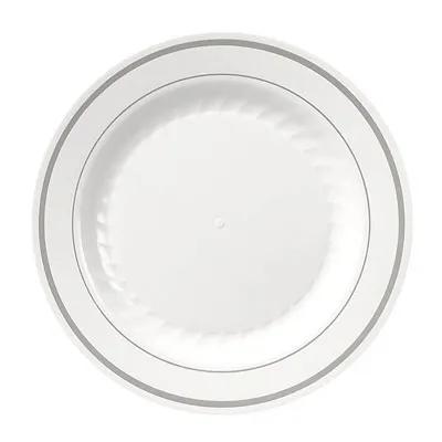WNA Plate 9 IN Plastic White Silver Round 120/Case