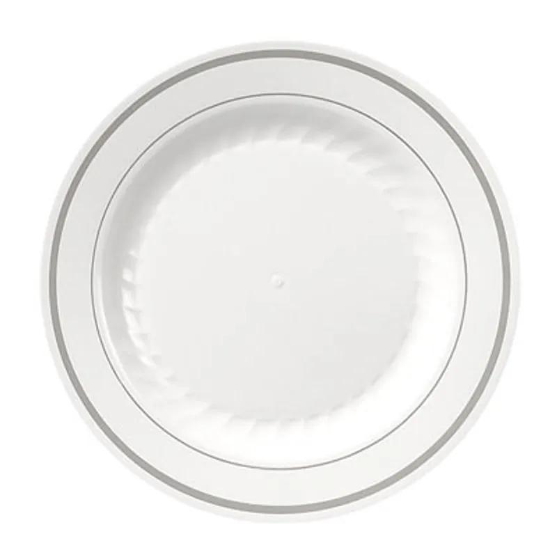 WNA Plate 9 IN Plastic White Silver Round 120/Case