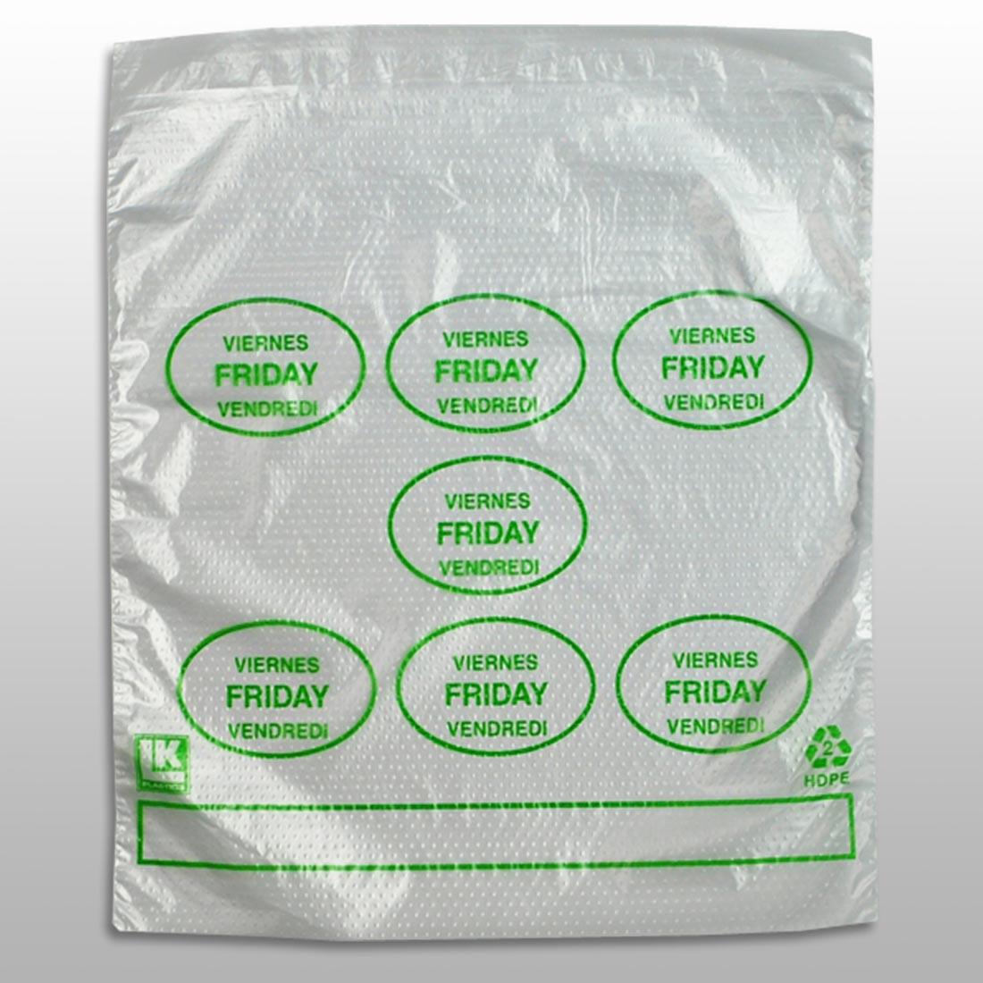 Bag 6.5X7+1.75 IN HDPE 0.5MIL Clear Green Friday With Lip & Flip Closure Portion Bag Saddlepack Flat 2000/Case