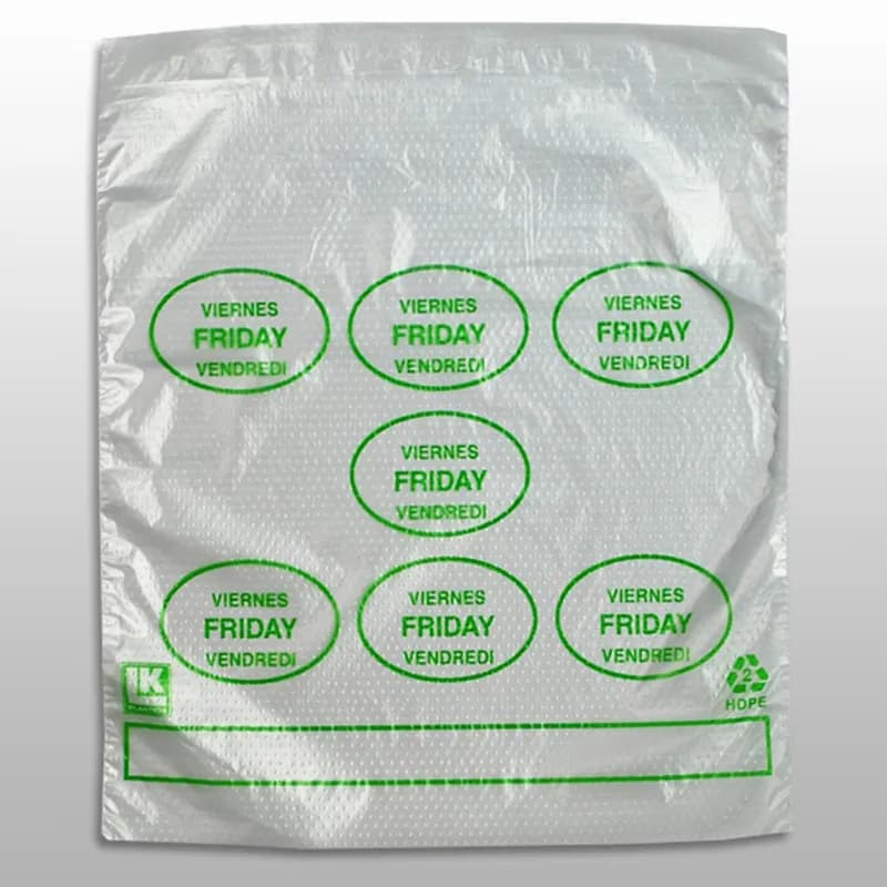 Bag 6.5X7+1.75 IN HDPE 0.5MIL Clear Green Friday With Lip & Flip Closure Portion Bag Saddlepack Flat 2000/Case