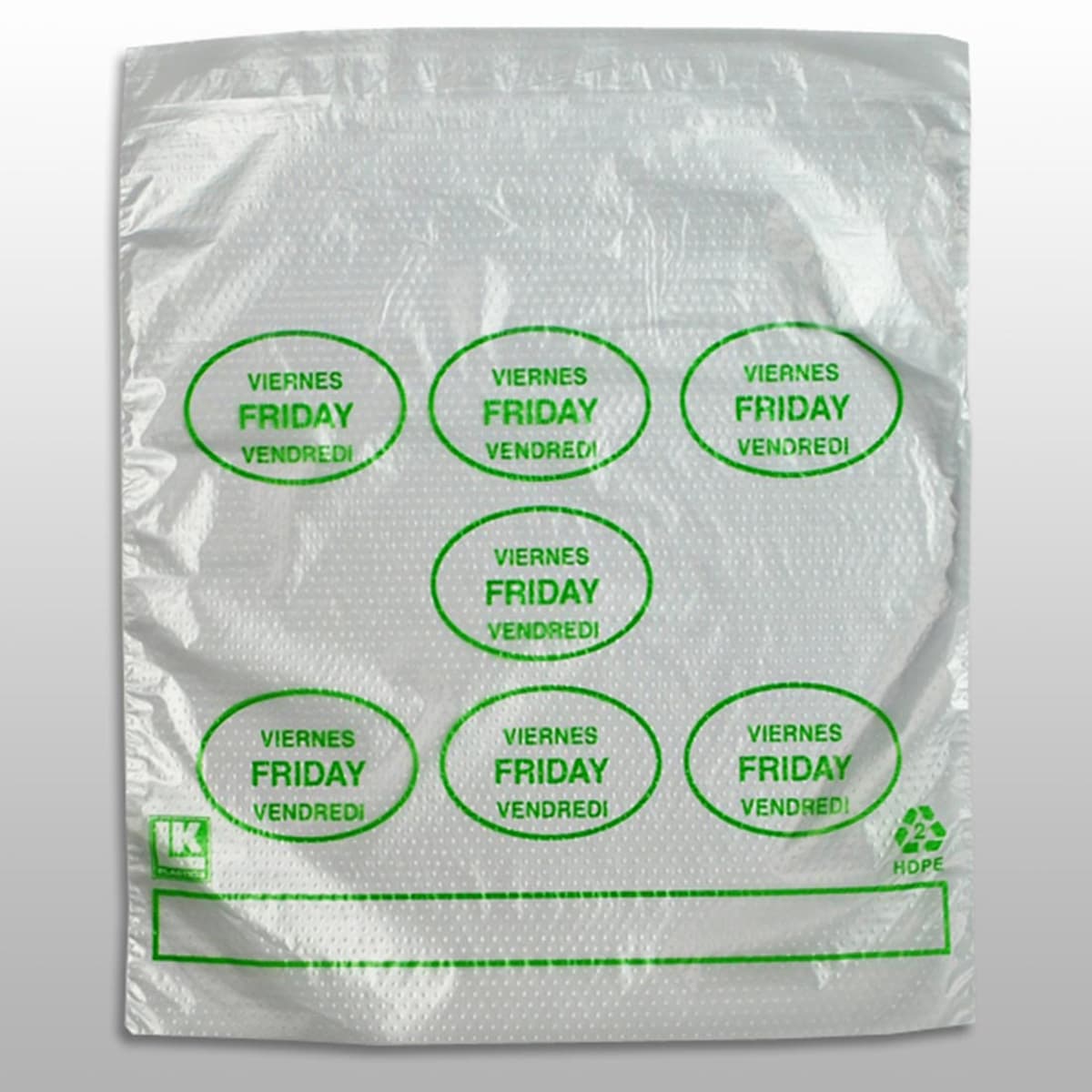 Bag 6.5X7+1.75 IN HDPE 0.5MIL Clear Green Friday With Lip & Flip Closure Portion Bag Saddlepack Flat 2000/Case