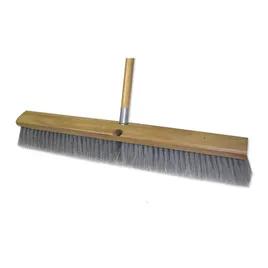 Broom Gray Wood PP With 36IN Head Push Flagged Bristles 1/Each