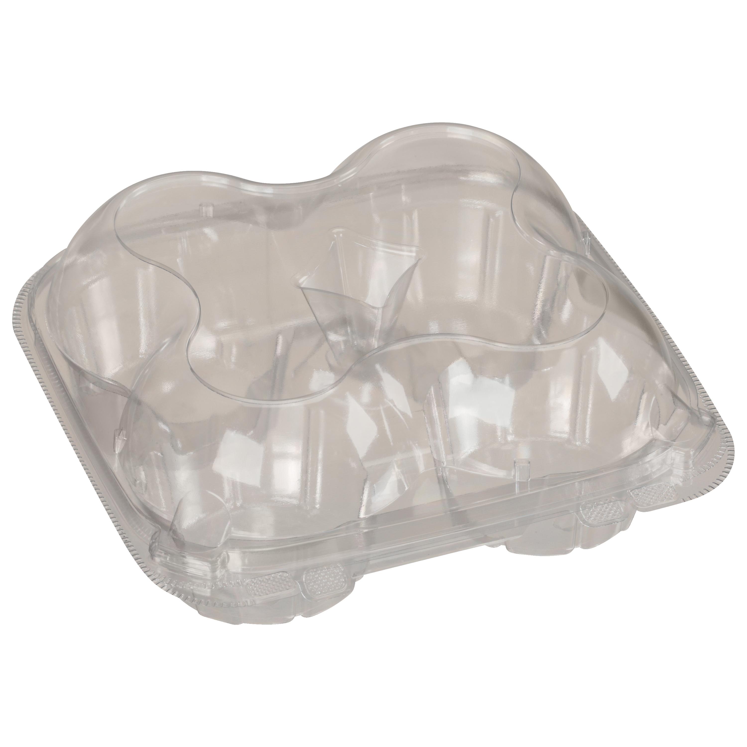 Cupcake Hinged Container Jumbo 4 CT Clear 158/Case