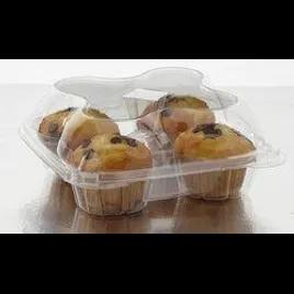 Cupcake Hinged Container Jumbo 4 CT Clear 158/Case