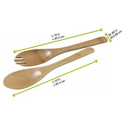 2PC Serving Utensil Kit 10 IN Bamboo Natural Microwave Safe Freezer Safe 50 Count/Case
