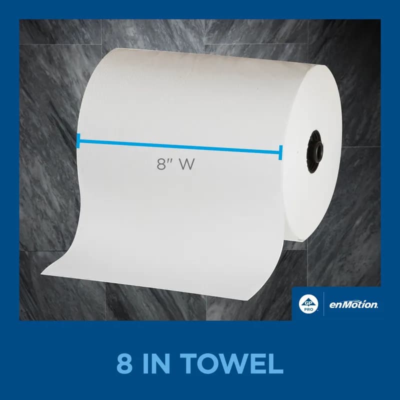 enMotion® Roll Paper Towel 8.2IN X550FT 1PLY White Standard Roll 6.7IN Roll 1.563IN Core Diameter 6 Rolls/Case