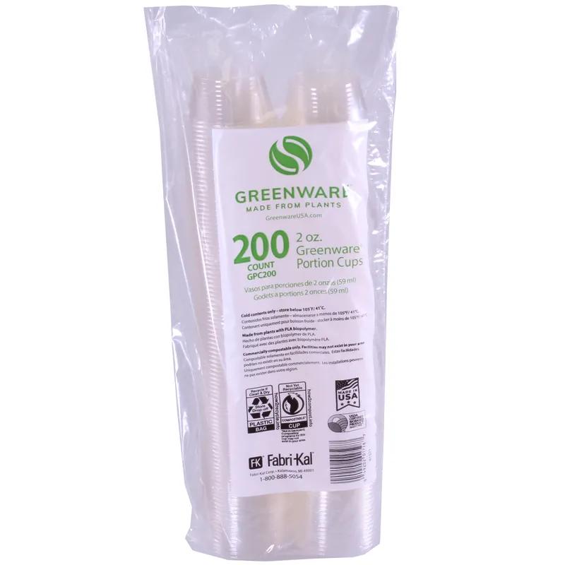 Greenware® Souffle & Portion Cup 2 OZ PLA Clear Round 2000/Case