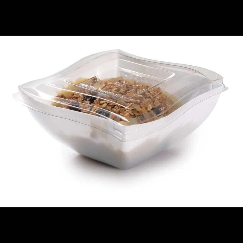 Wavetrends Lid Flat PET Clear Square For 16 OZ Bowl 100/Case