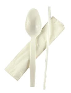 3PC Cutlery Kit PP White Medium Weight Individually Wrapped 1000/Case