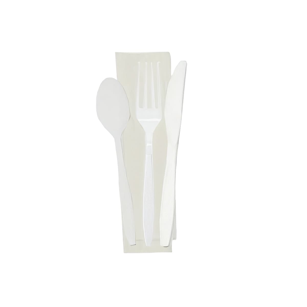 Victoria Bay 4PC Cutlery Kit PP White Medium Weight With Napkin,Fork,Knife,Teaspoon 500/Case