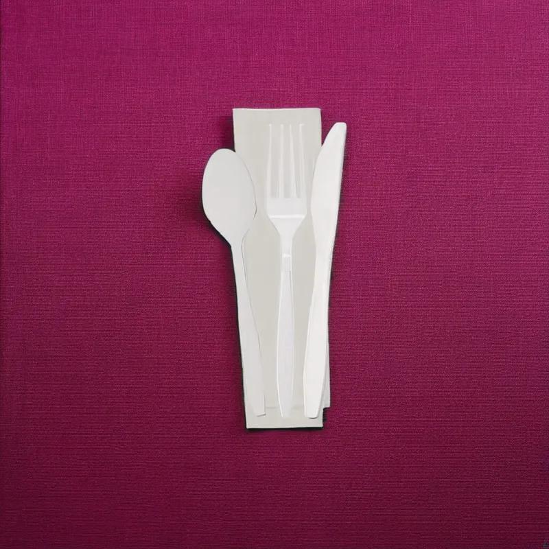 Victoria Bay 4PC Cutlery Kit PP White Medium Weight With Napkin,Fork,Knife,Teaspoon 500/Case