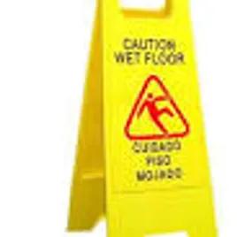 Wet Floor Caution Sign Yellow Plastic Multilingual 1/Each
