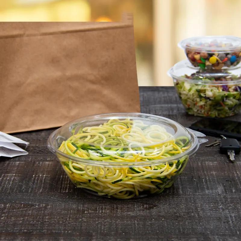 Dart® Safeseal™ Cold Bowl & Lid Combo With Dome Lid 48 OZ PET Clear Round 50 Count/Pack 2 Packs/Case 100 Count/Case