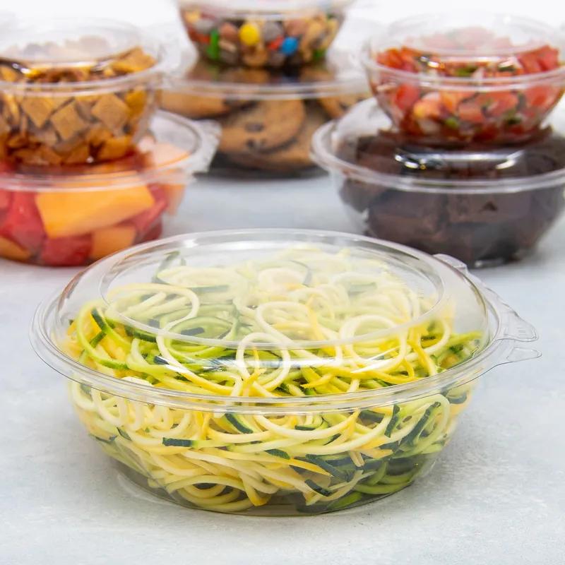 Dart® Safeseal™ Cold Bowl & Lid Combo With Dome Lid 48 OZ PET Clear Round 50 Count/Pack 2 Packs/Case 100 Count/Case