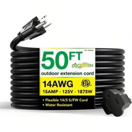 Extension Cord 50 FT Black 14GA Extra Heavy Duty 3-Wire Grounded 1/Each