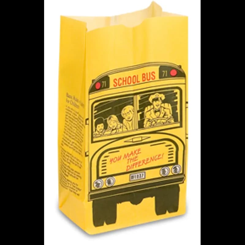 Bagcraft® Dubl Wax® Bakery Bag 13.38X11.88X6.25 IN Wax Coated Paper Yellow Red Black School Bus 500/Case