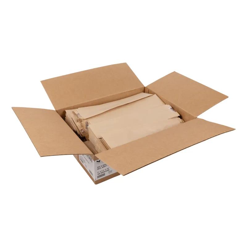 Sandwich Bag 4X2.5X16 IN Paper Kraft Grease Resistant Window Gusset 500/Case