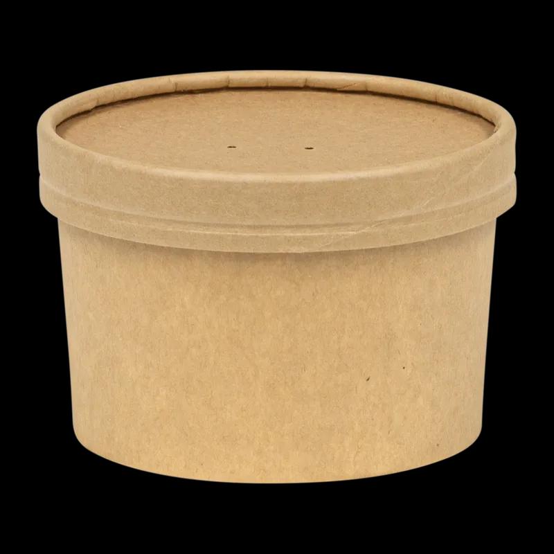 Soup Food Container Base 16 OZ Kraft Paperboard Kraft Squat Leak Resistant 500/Case