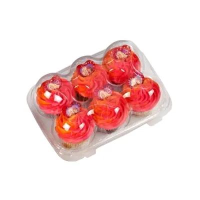 Cupcake Hinged Container With Dome Lid 6X6X2.25 IN 6 Compartment PET Clear Rectangle 150/Case
