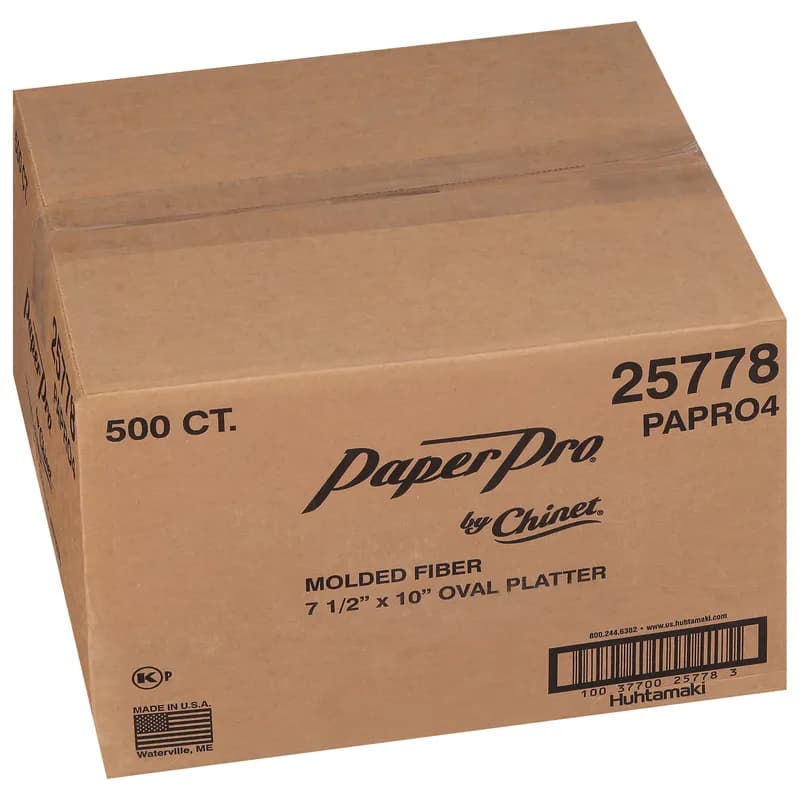 PaperPro® Naturals Serving Tray Base 7.5X10 IN Molded Fiber Kraft Oval 500/Case