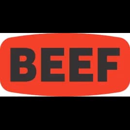 Beef Label 0.625X1.25 IN Black Fluorescent Red Short Oval 1000 Count/Roll 50 Rolls/Case 50000 Count/Case