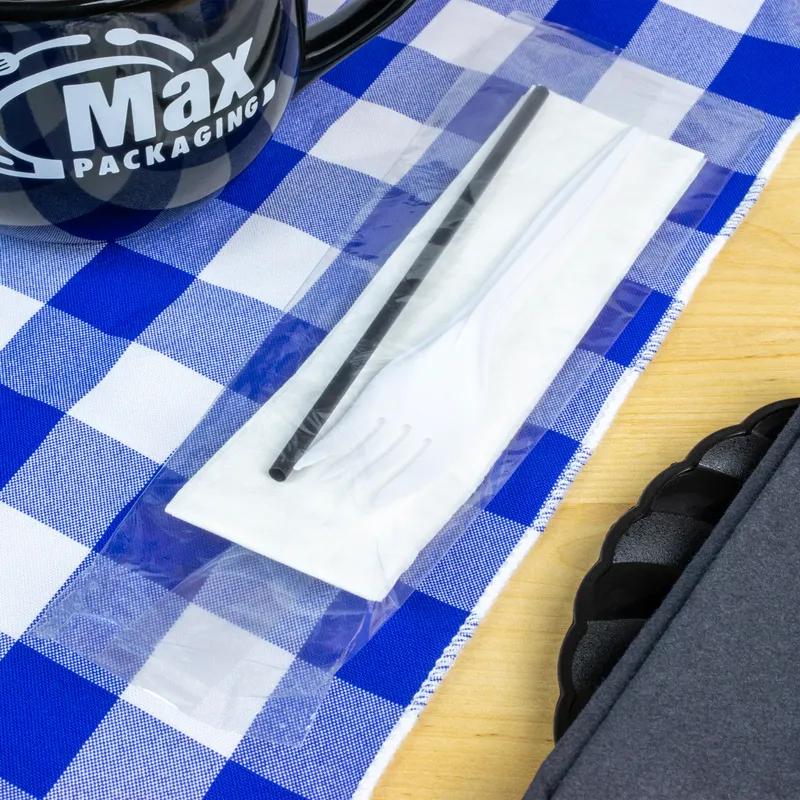 3PC Cutlery Kit PP Medium Weight With Napkin,Fork,Milk Straw 500/Case