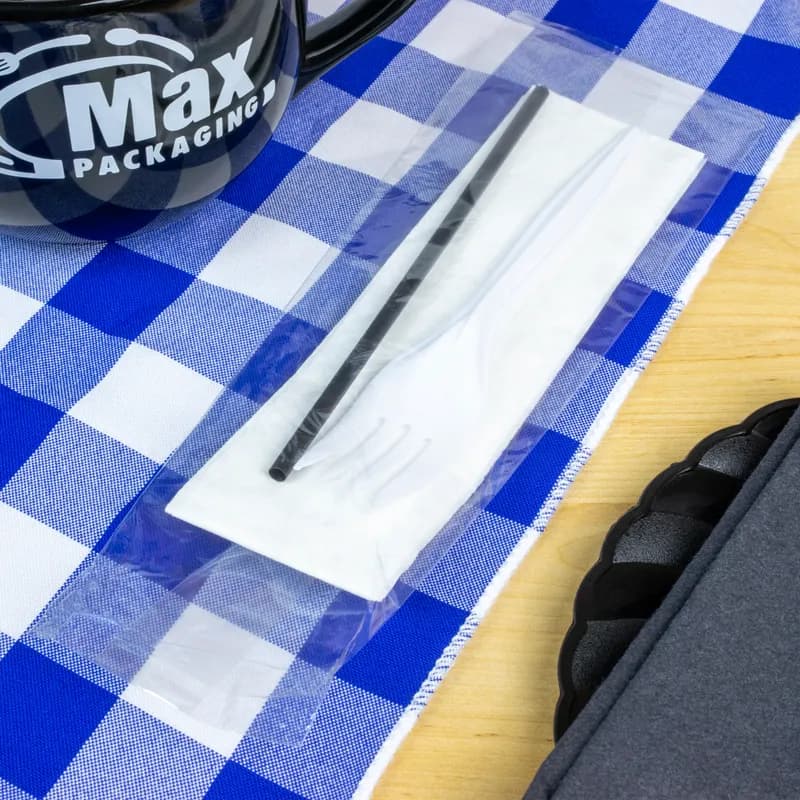 3PC Cutlery Kit PP Medium Weight With Napkin,Fork,Milk Straw 500/Case