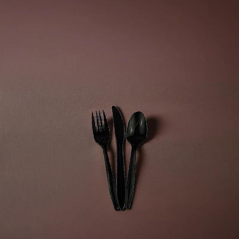 Victoria Bay 3PC Cutlery Kit PP Black Heavy Duty Individually Wrapped With Fork,Knife,Teaspoon 250/Case