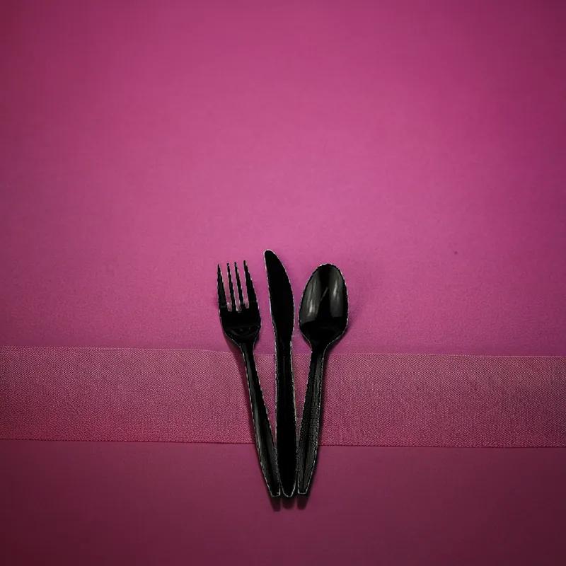Victoria Bay 3PC Cutlery Kit PP Black Heavy Duty Individually Wrapped With Fork,Knife,Teaspoon 250/Case