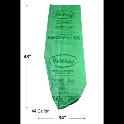 Can Liner 34X48 IN 44 GAL Green Plant Fiber 0.88MIL 10 Count/Pack 8 Packs/Case 80 Count/Case