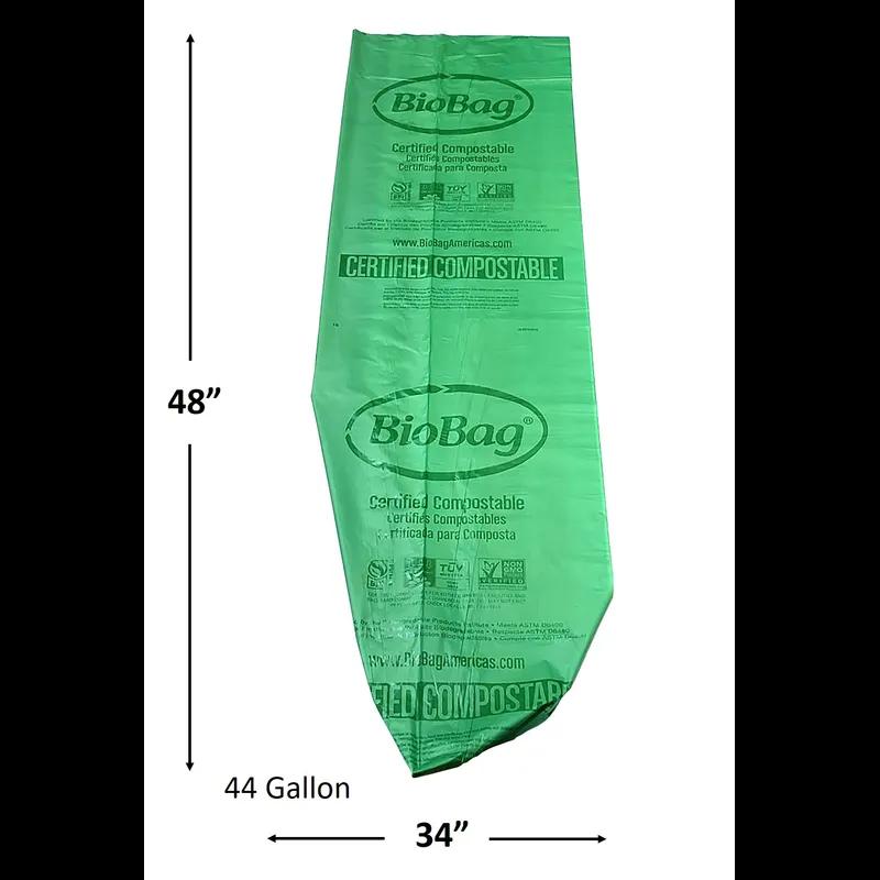 Compostable Liner 34X48 IN 44 GAL Green Plant Fiber 0.88MIL 10 Count/Pack 8 Packs/Case 80 Count/Case