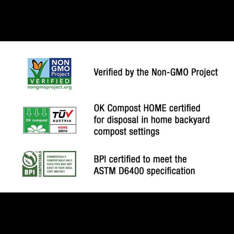 Compostable Liner 34X48 IN 44 GAL Green Plant Fiber 0.88MIL 10 Count/Pack 8 Packs/Case 80 Count/Case