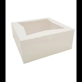 Bakery Box 12X12X5 IN SBS Paperboard White Square Lock Corner Tuck Top With Window 100/Bundle