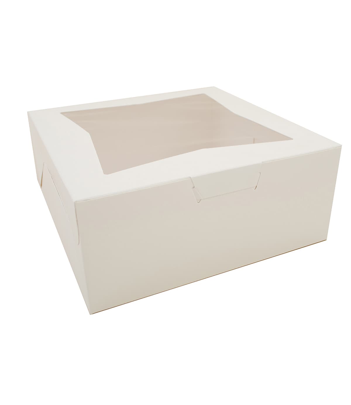 Bakery Box 12X12X5 IN SBS Paperboard White Square Lock Corner Tuck Top With Window 100/Bundle
