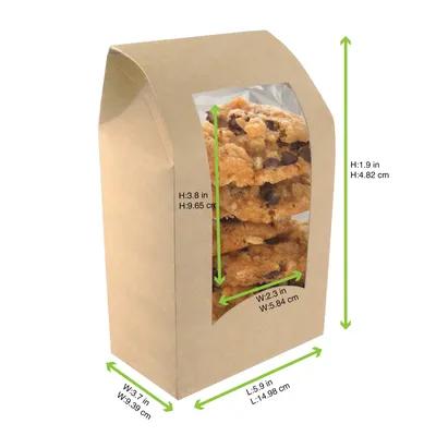 Cookie Bag 3.7X5.9+1.9 IN 24 OZ Paper Kraft With Window Freezer Safe 50 Count/Pack 12 Packs/Case 600 Count/Case