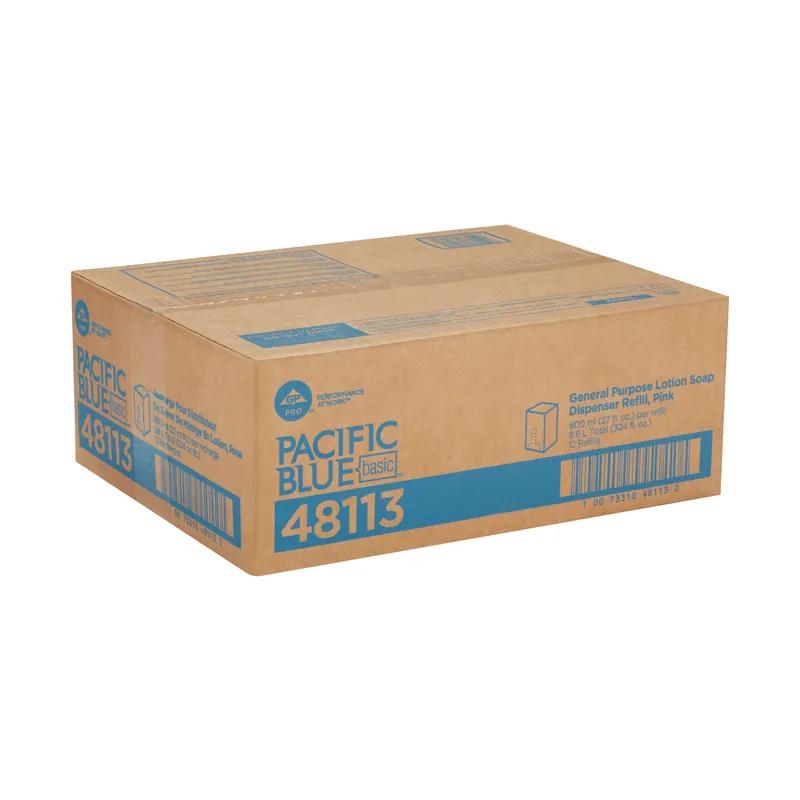 Pacific Blue Basic Hand Soap Liquid Lotionized 800 mL Almond Pink Refill General Purpose 12/Case