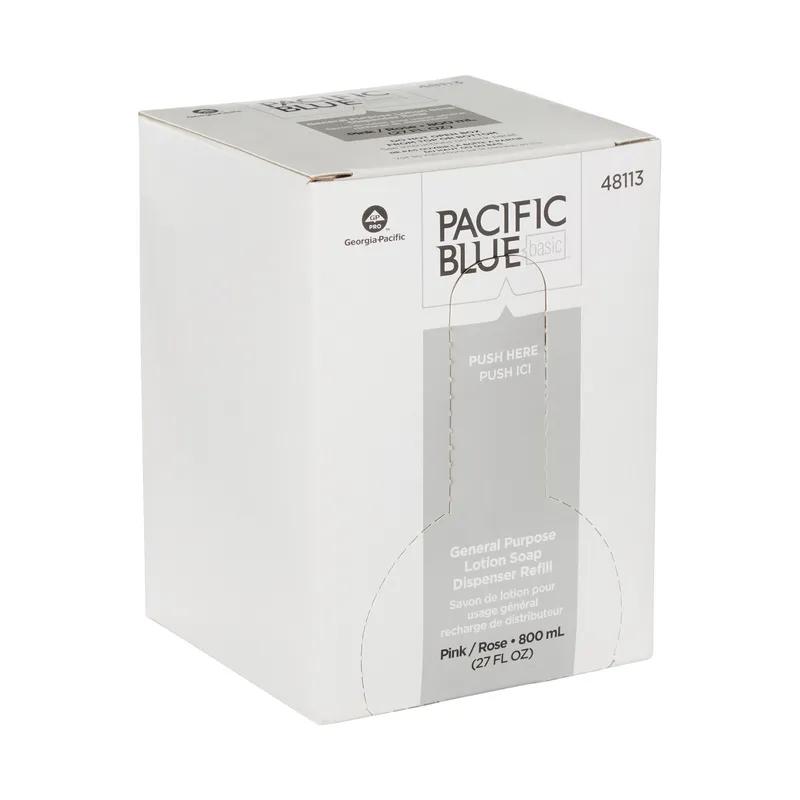 Pacific Blue Basic Hand Soap Liquid Lotionized 800 mL Almond Pink Refill General Purpose 12/Case