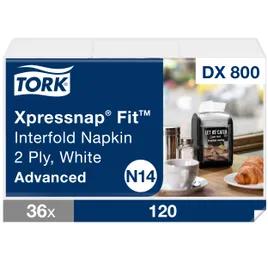 Tork Xpressnap® Dispenser Napkins 8.39X6.5 IN White Paper 2PLY Interfold Refill 120 Count/Pack 36 Packs/Case