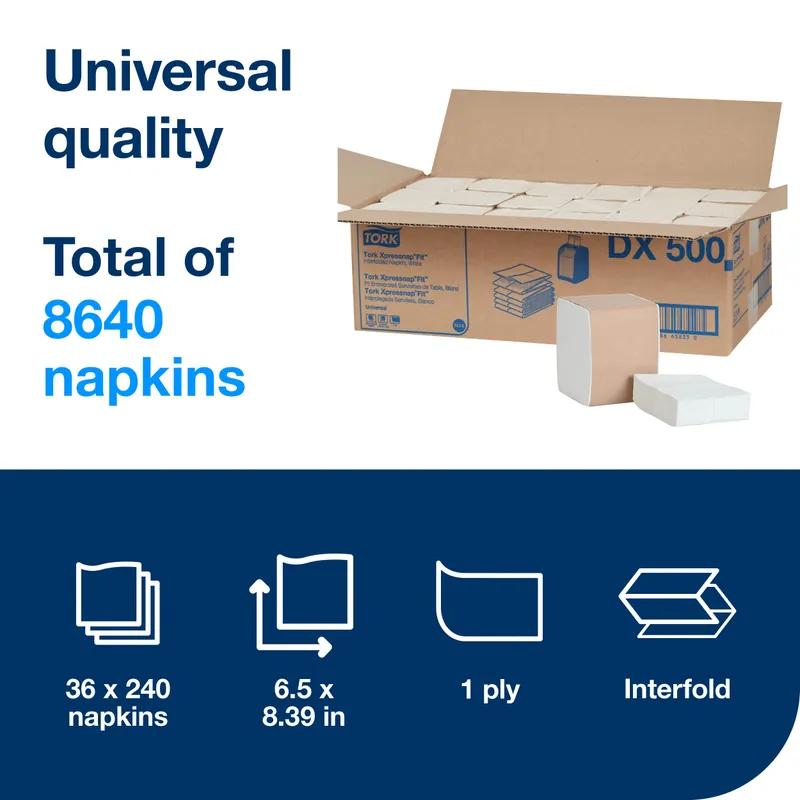 Tork Xpressnap® Dispenser Napkins 8.39X6.5 IN White Paper 1PLY Interfold 240 Count/Pack 36 Packs/Case