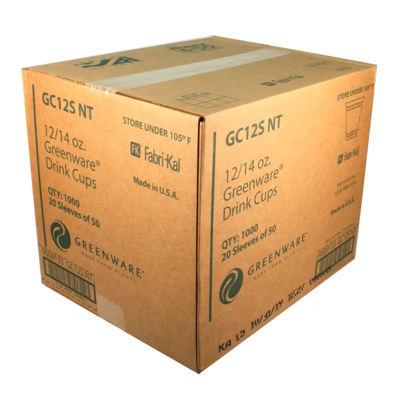 Greenware® Cold Cup Squat 12-14 OZ PLA Clear 98MM 1000/Case